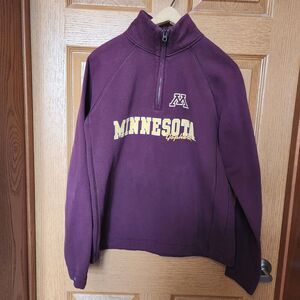Jansport Minnesota Sweatshirt Women's XL Burgundy 1/4 Zip Mock Neck Long Sleeves